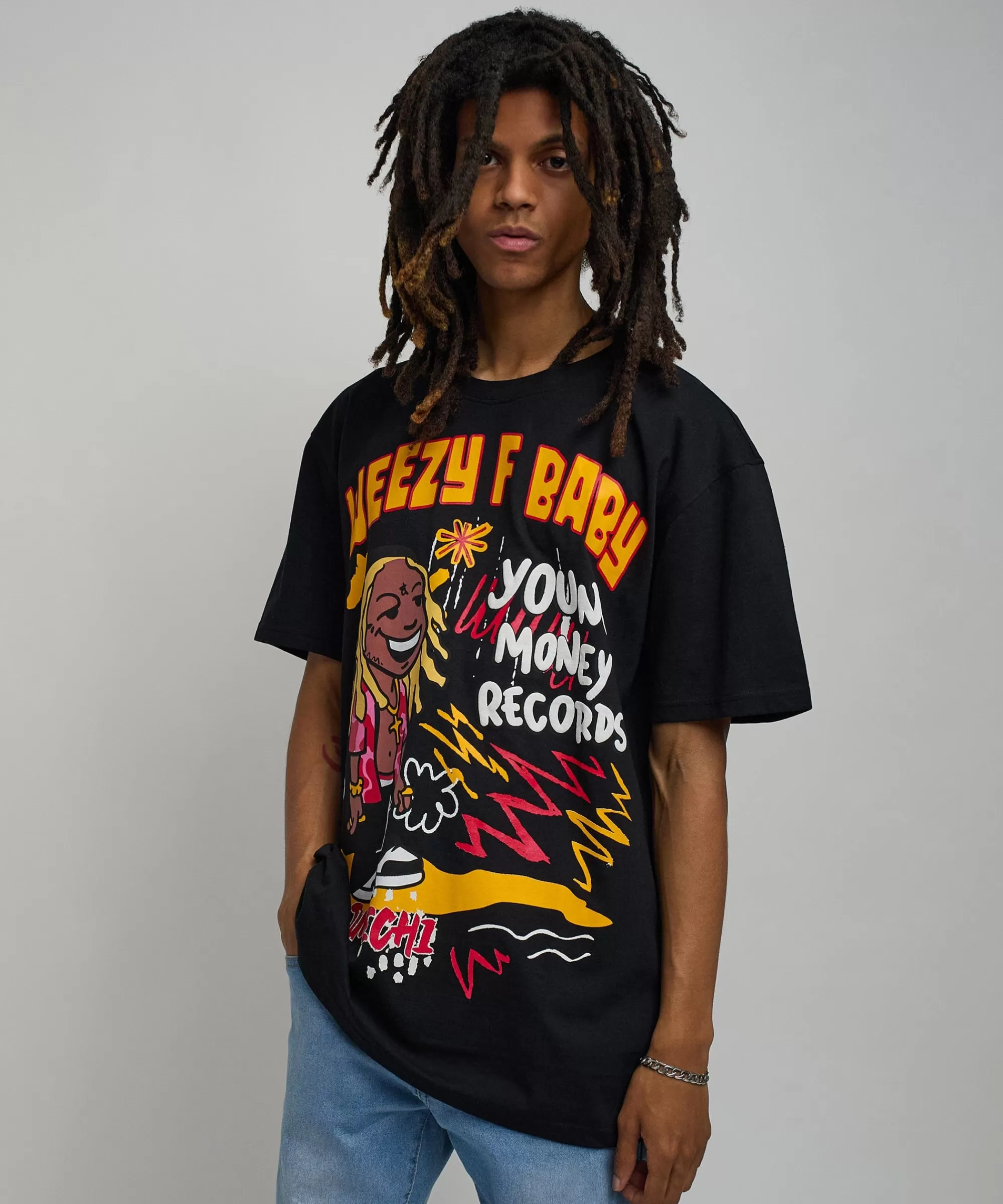 Best Sale Lil Wayne Real GS Front And Back Print Short Sleeve Tee - Black Graphic Tees