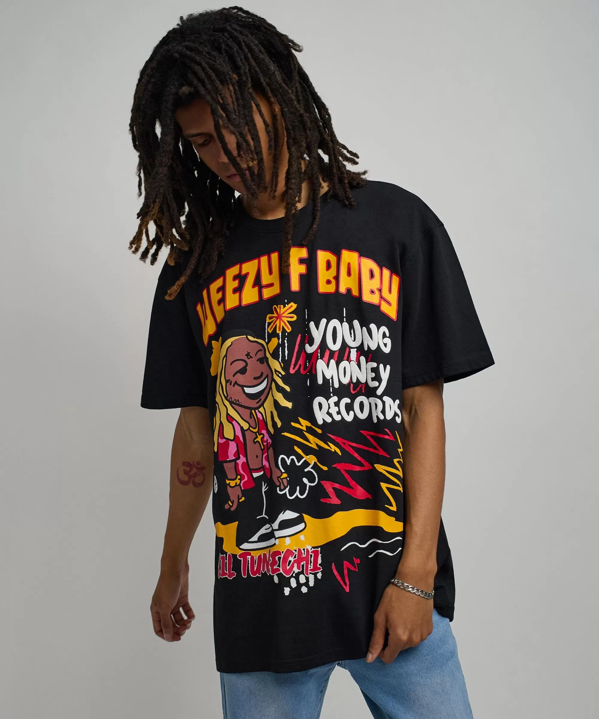 Best Sale Lil Wayne Real GS Front And Back Print Short Sleeve Tee - Black Graphic Tees