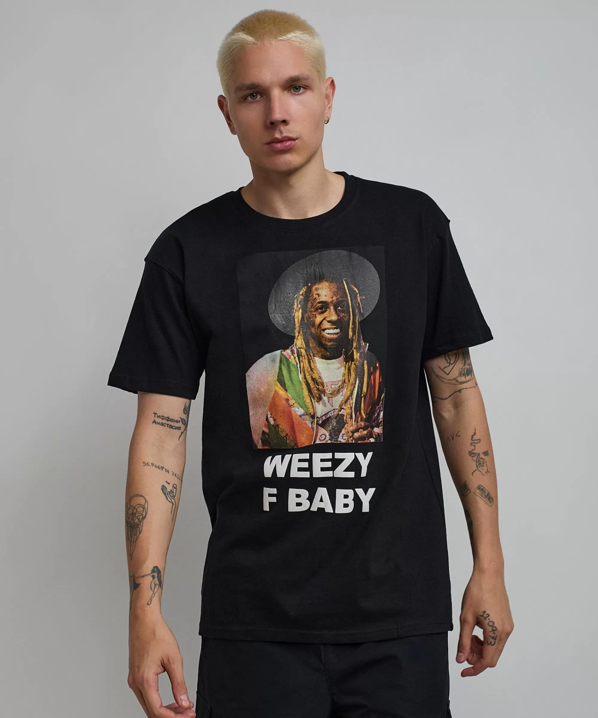 Cheap Lil Wayne Weezy F Baby Photo Short Sleeve Tee - Black Graphic Tees