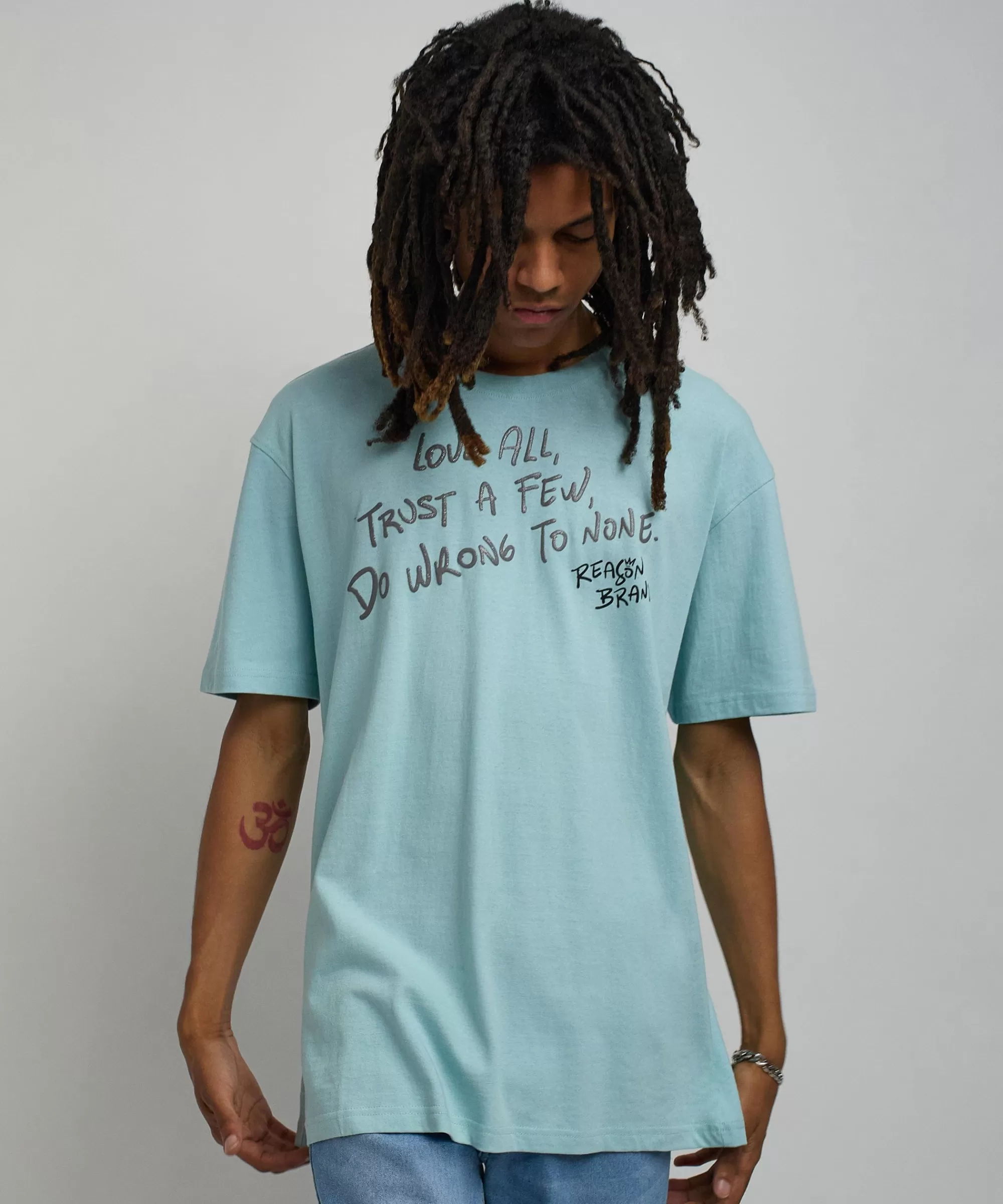 Sale Love All Glitter Print Short Sleeve Tee - Light Blue Graphic Tees