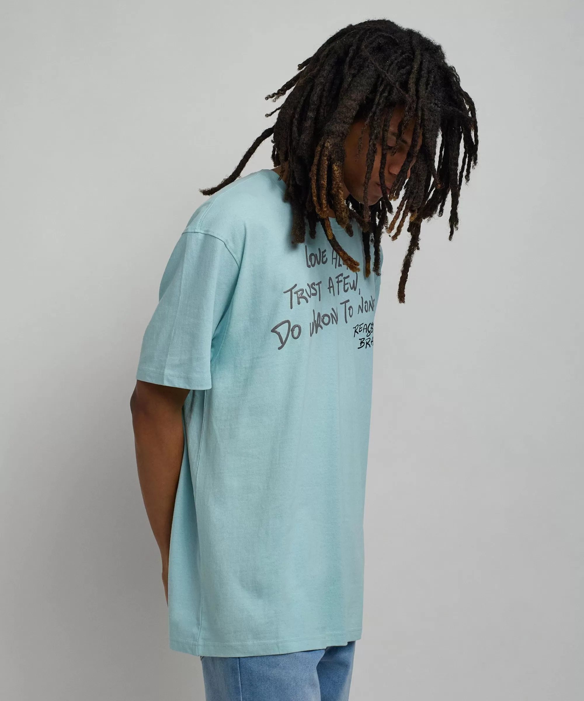 Sale Love All Glitter Print Short Sleeve Tee - Light Blue Graphic Tees