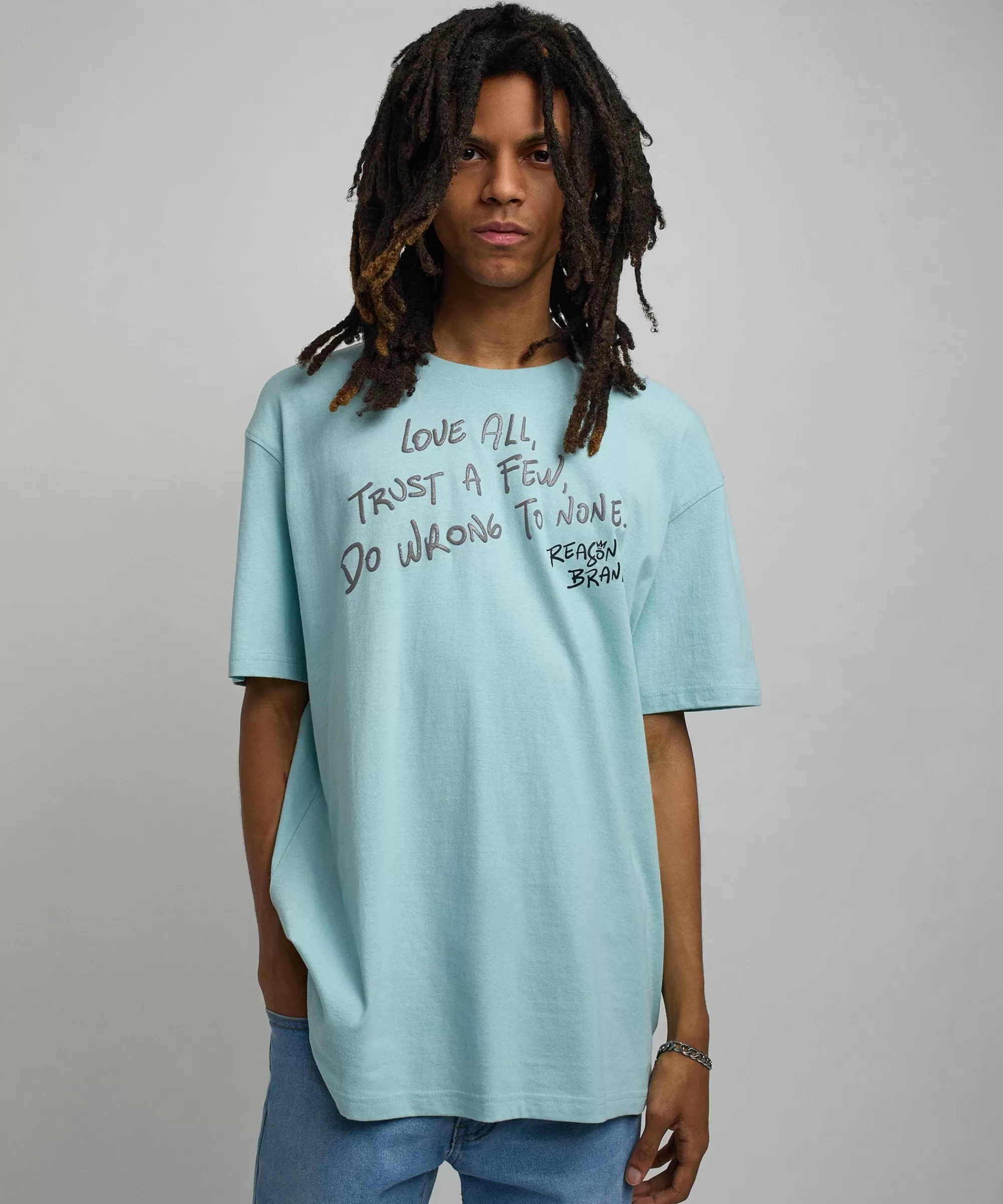 Sale Love All Glitter Print Short Sleeve Tee - Light Blue Graphic Tees