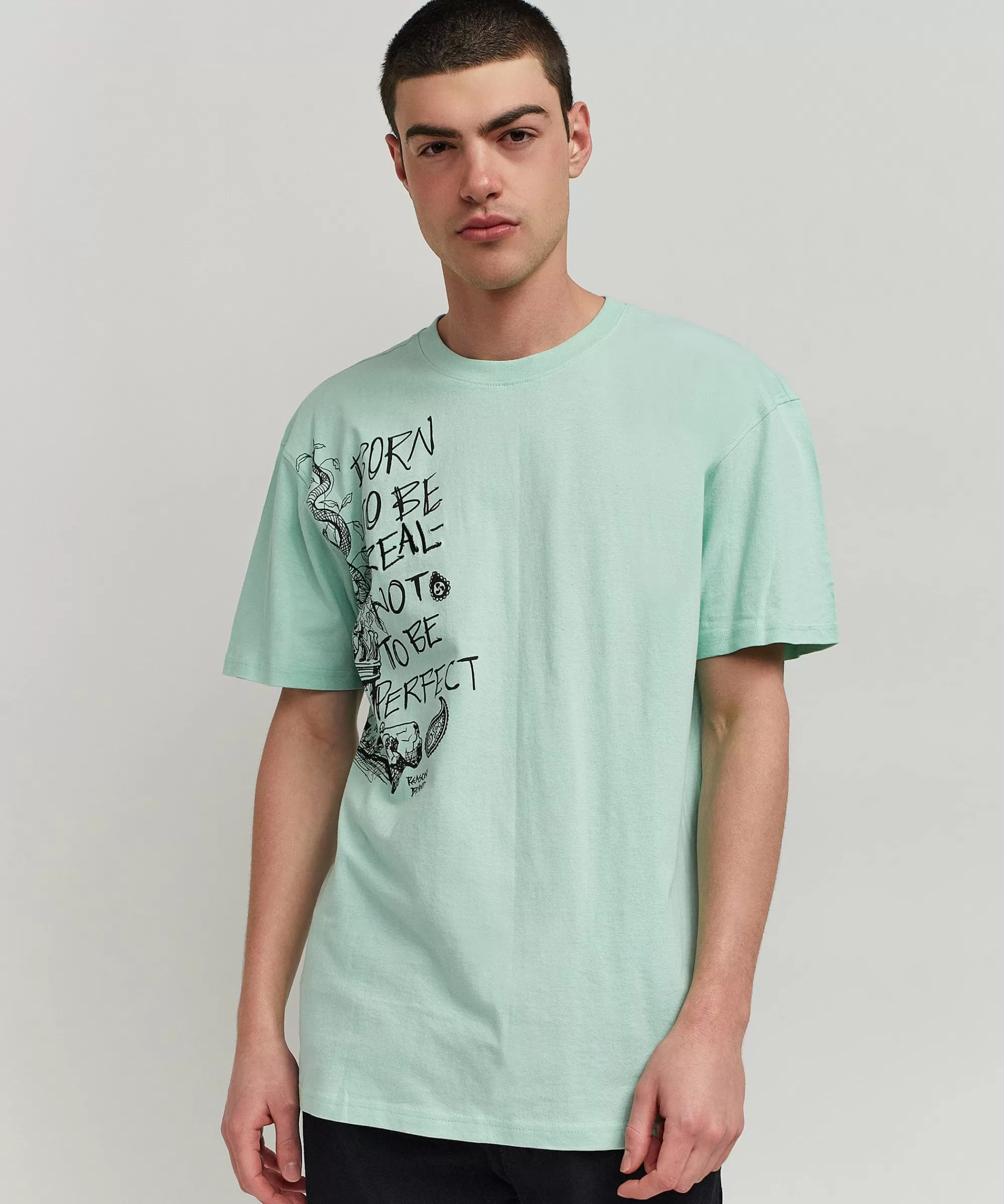 Best Sale Luca Graphic Print Embroidery Short Sleeve Tee - Olive Green Graphic Tees