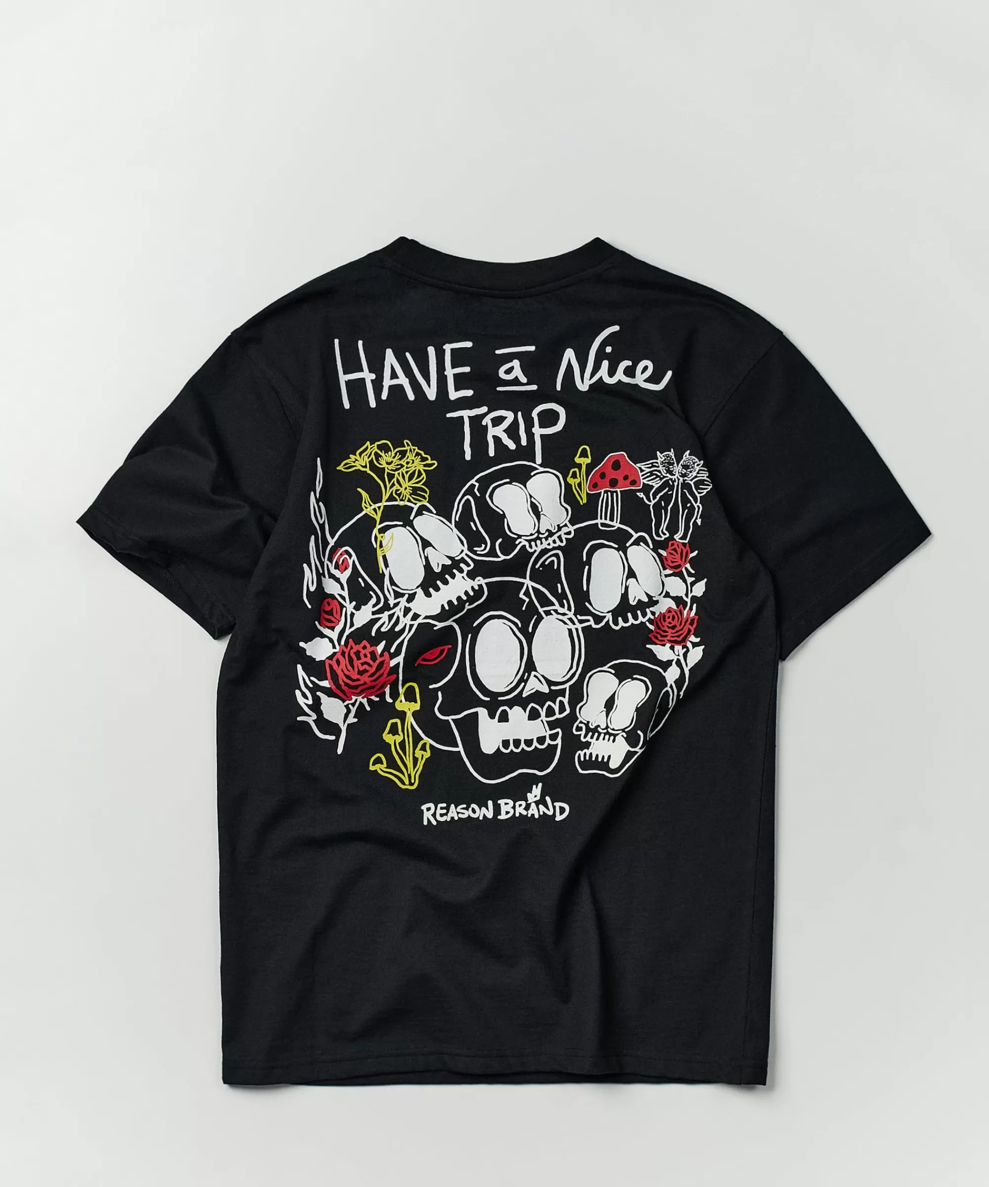 Cheap Nice Trip Short Sleeve Graphic Print Embroidered Pocket Tee - Black Graphic Tees