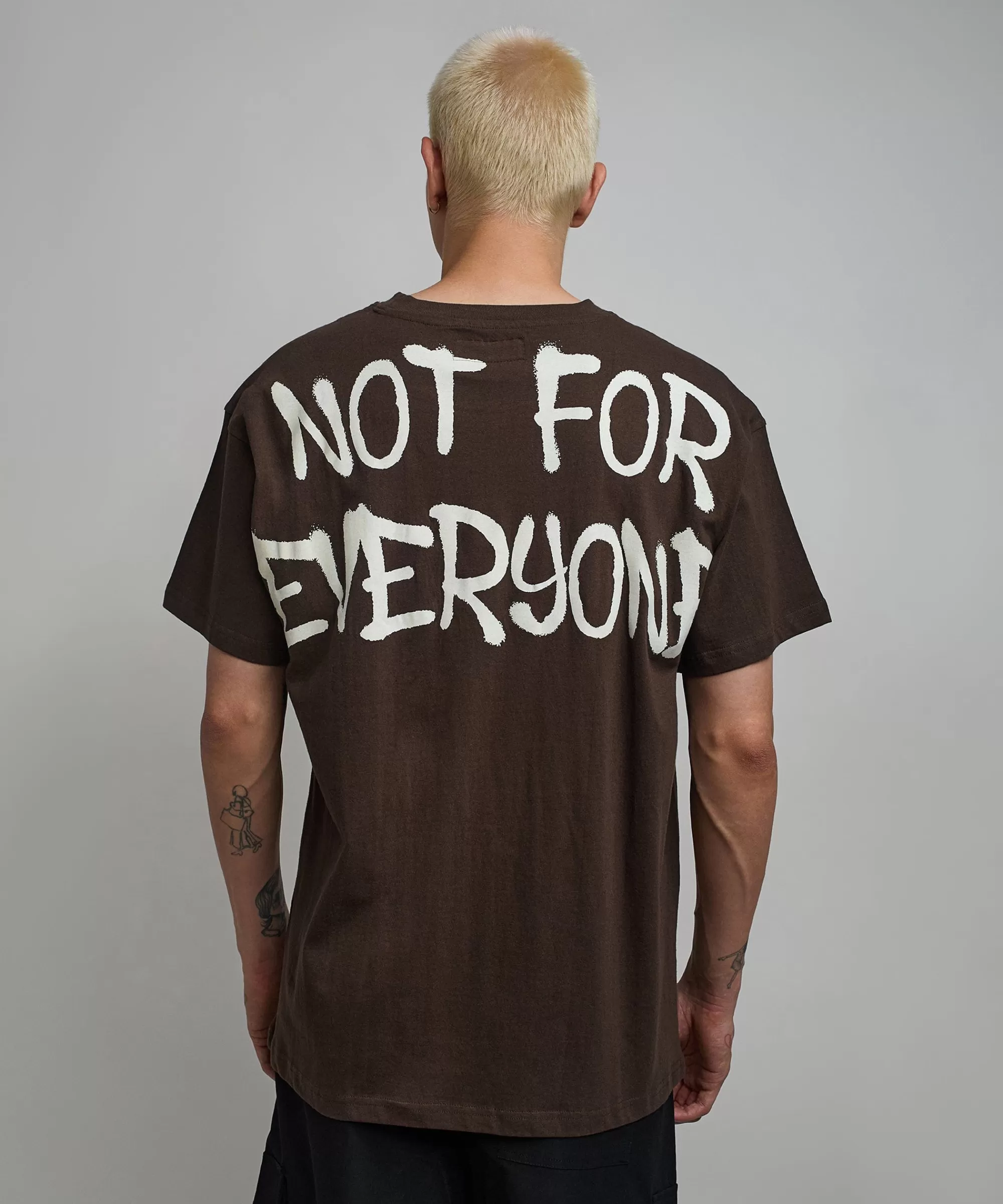 Cheap Not For Everyone Embroidered Short Sleeve Tee - Brown Graphic Tees