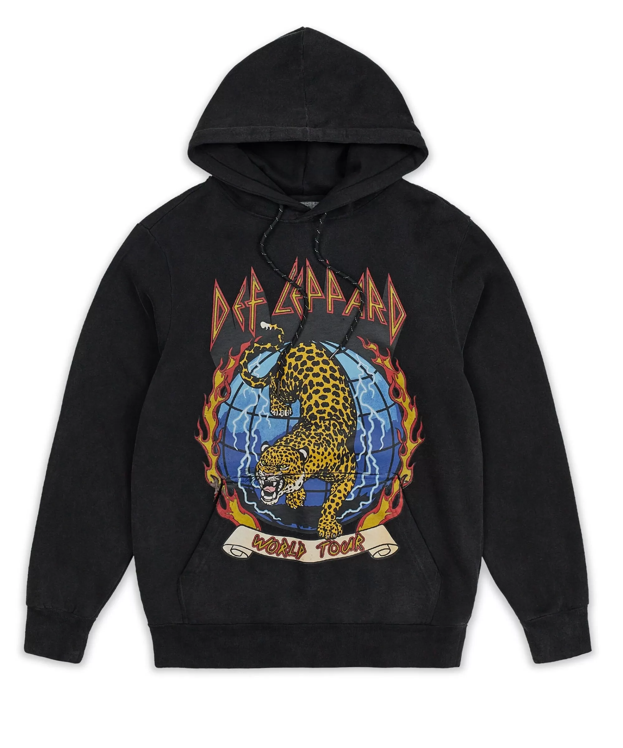 Store Plus Size Def Leppard Globe Washed Hoodie - Grey Hoodies | Hoodies