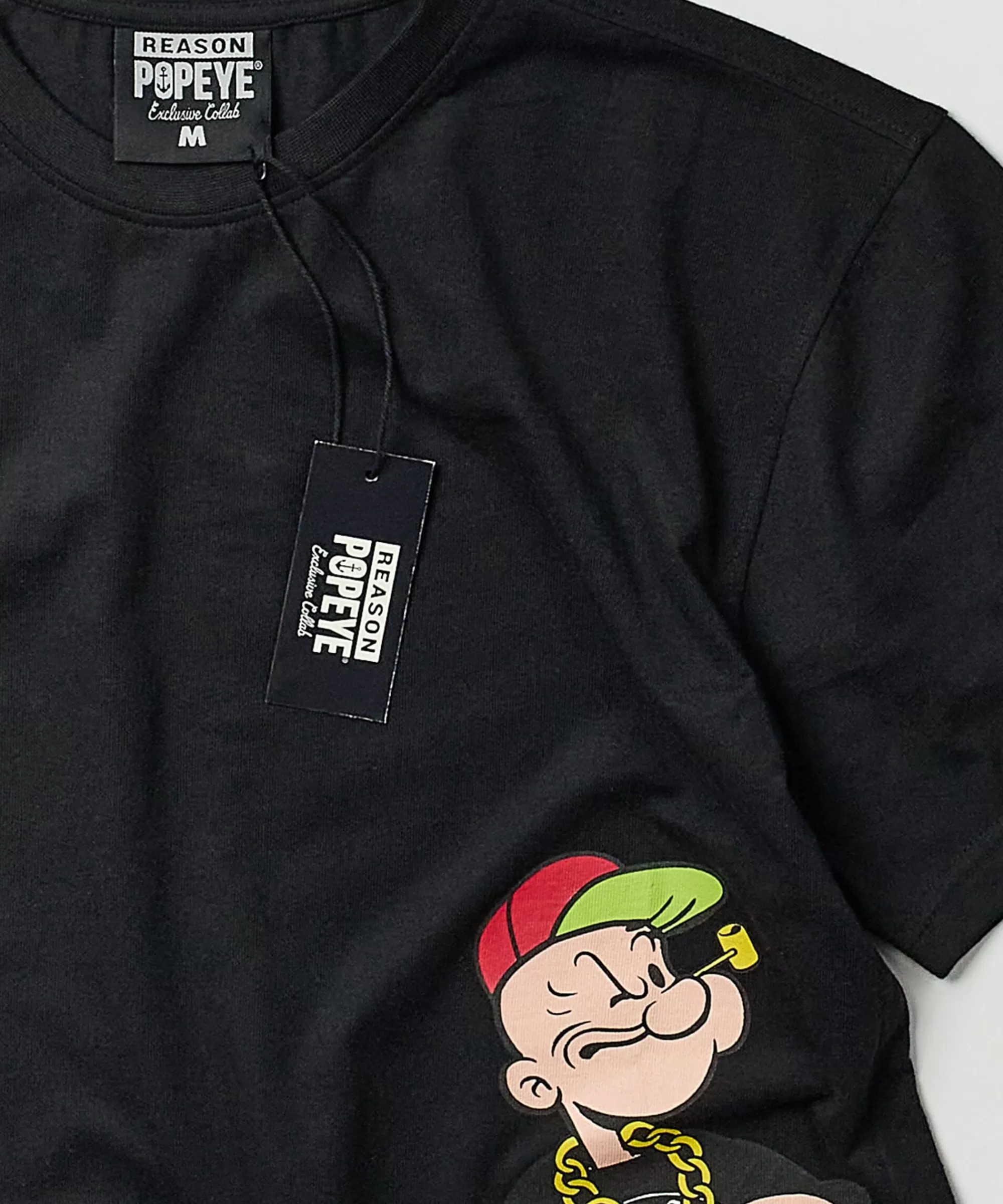 Store Plus Size Popeye Side Print Short Sleeve Tee - Black Graphic Tees