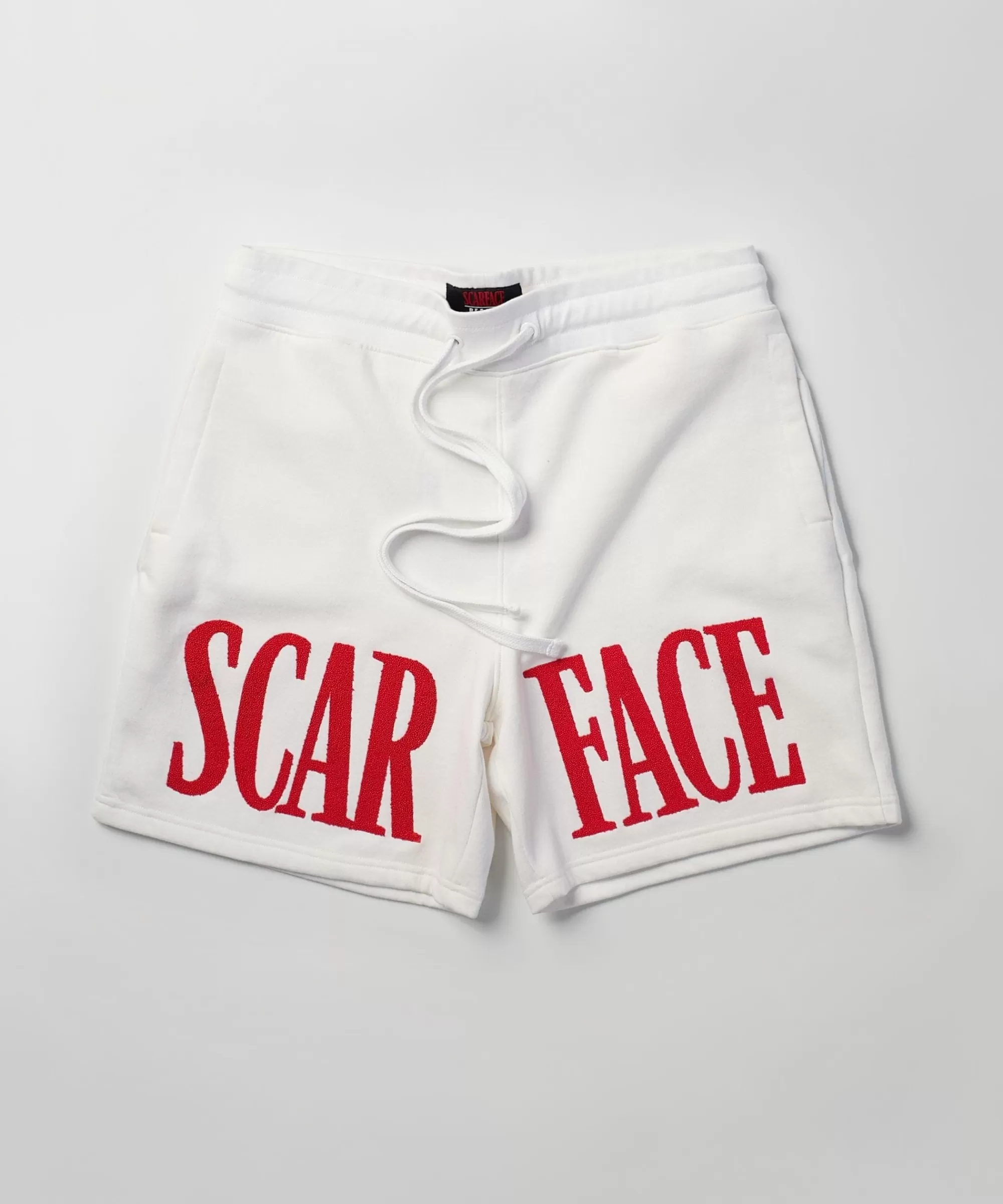 Outlet Plus Size Scarface Fleece Glitter Sugar Print Shorts - White Shorts