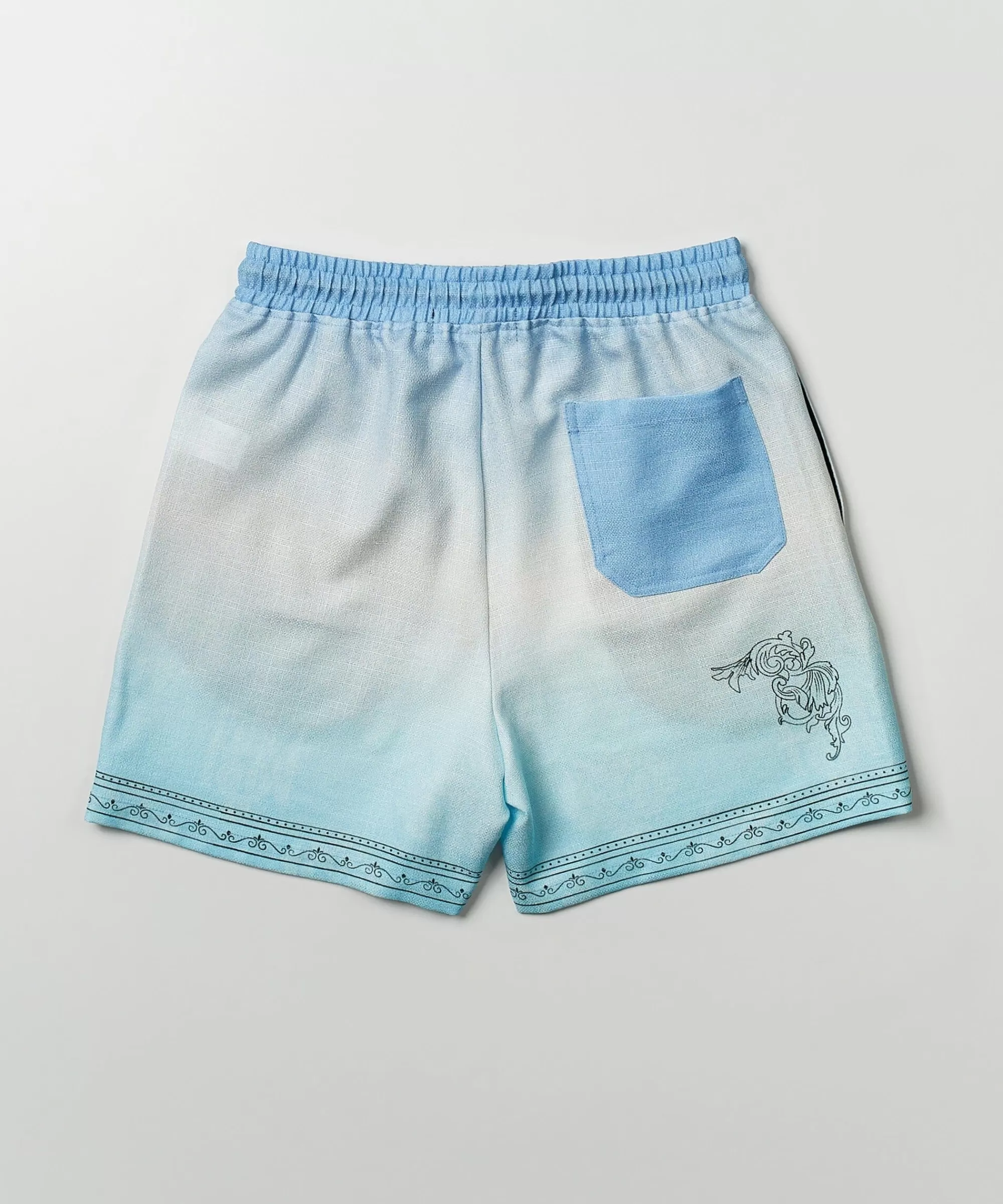Clearance Styx Skulls Linen Texture Allover Print Shorts - Light Blue Shop All Bottoms | Shorts